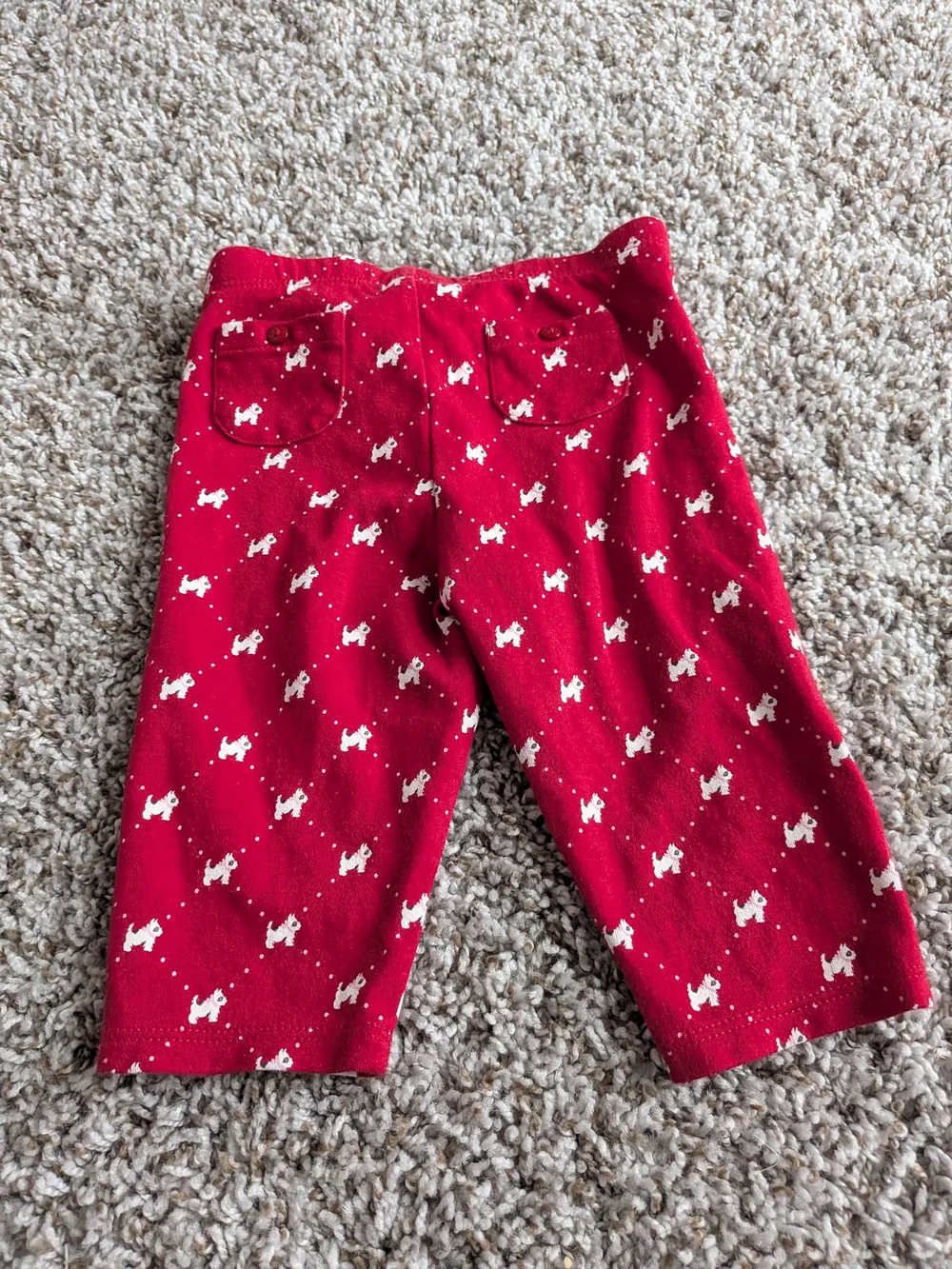 Janie and Jack Red Leggings with White Dog Print Size 3/6 Months